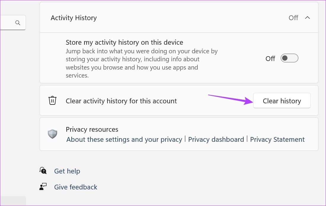 Click on Clear history