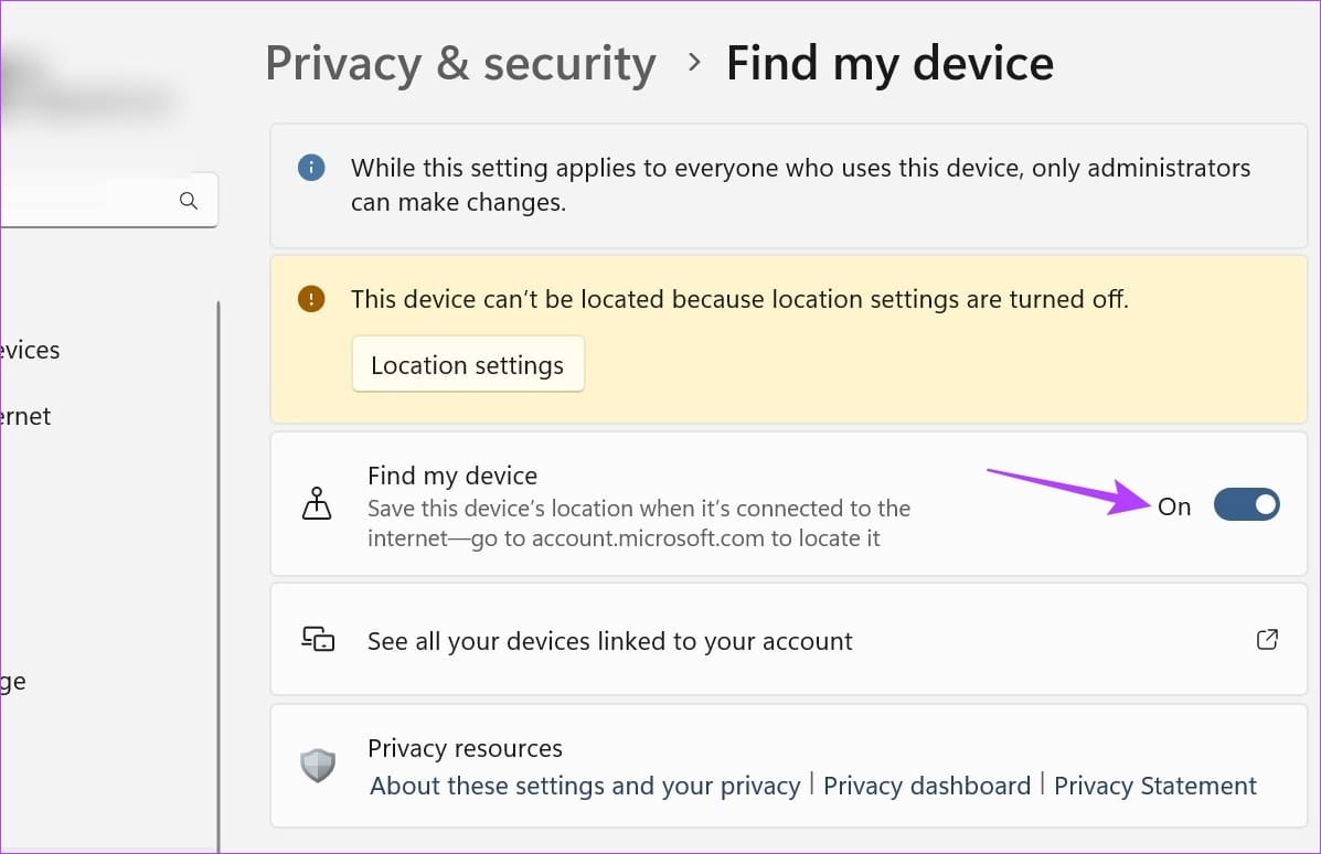 Click on the toggle to turn it off