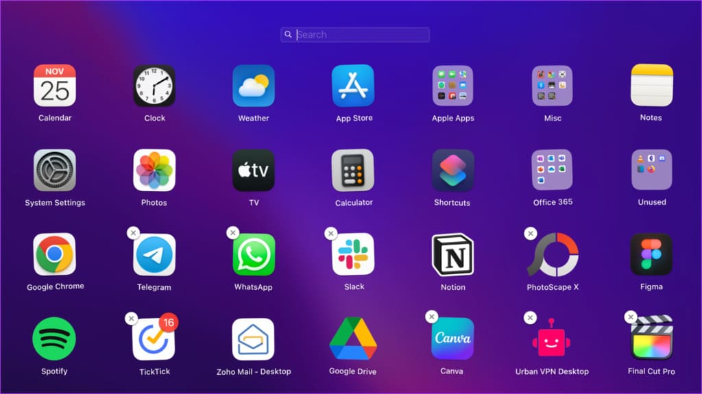Click and hold the app