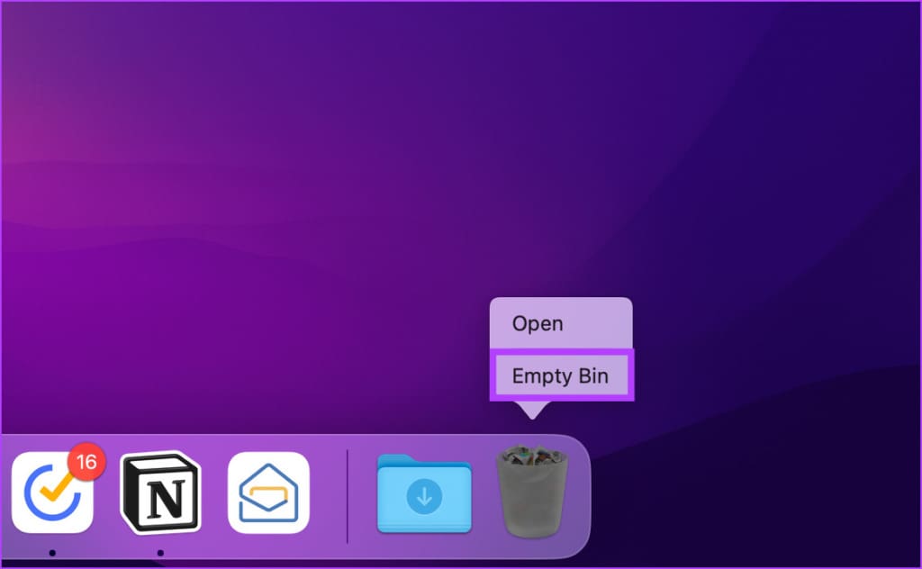 select Empty Bin