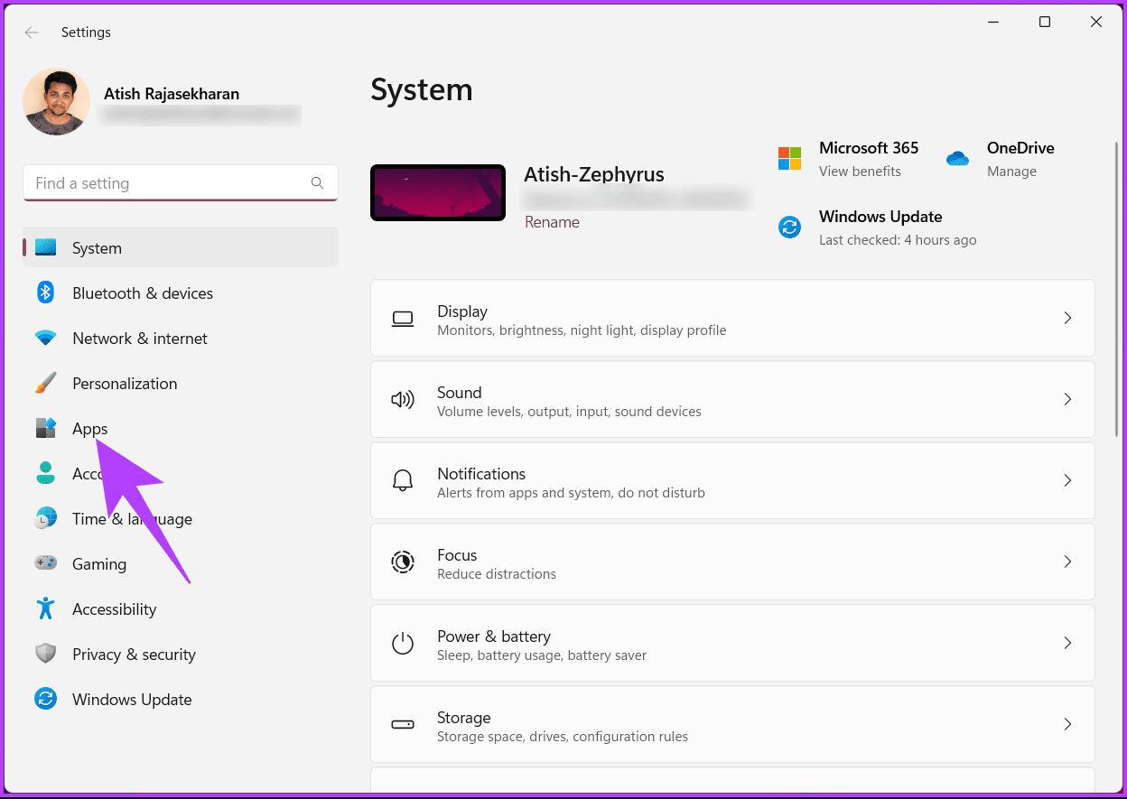 Navigate to Apps