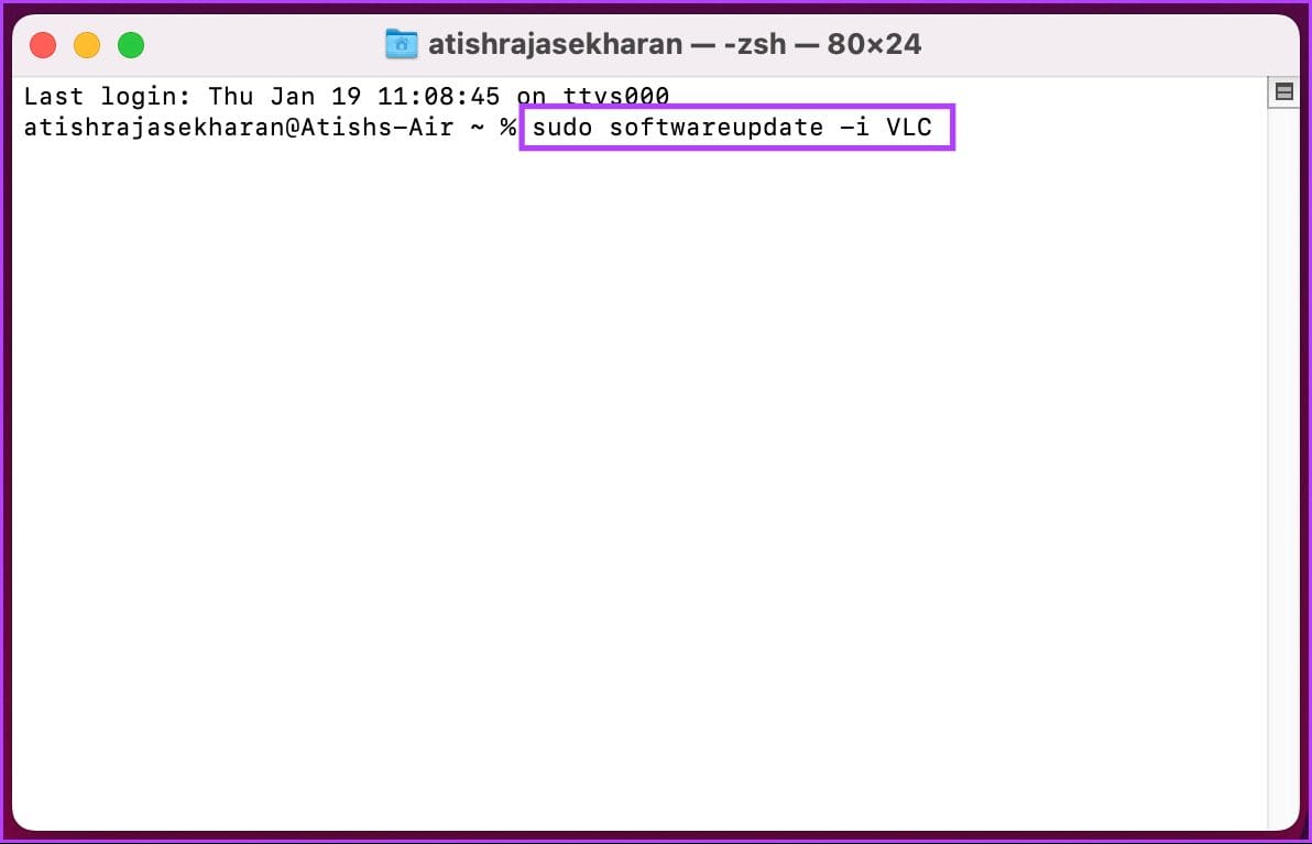 Type the below command and press Return