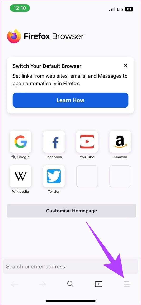 Tap on the Menu button