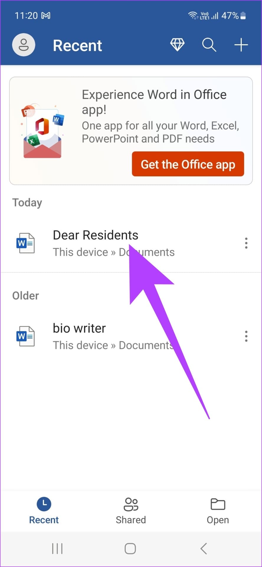 Open the relevant document