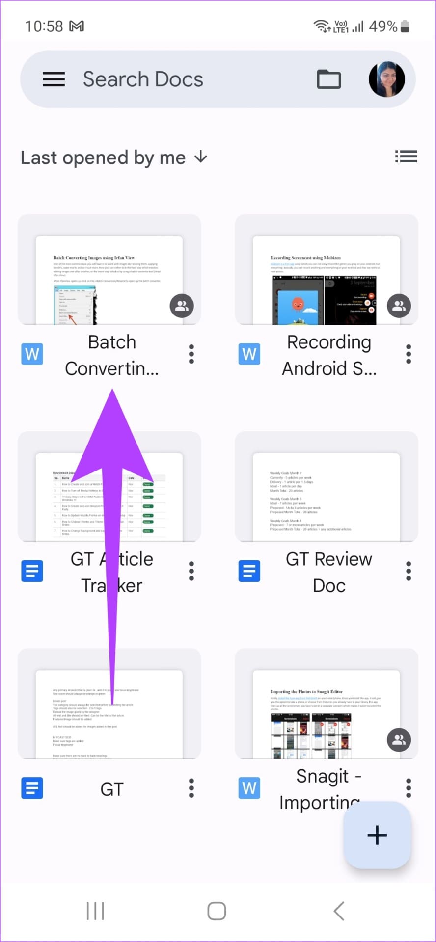Tap on the relevant doc file