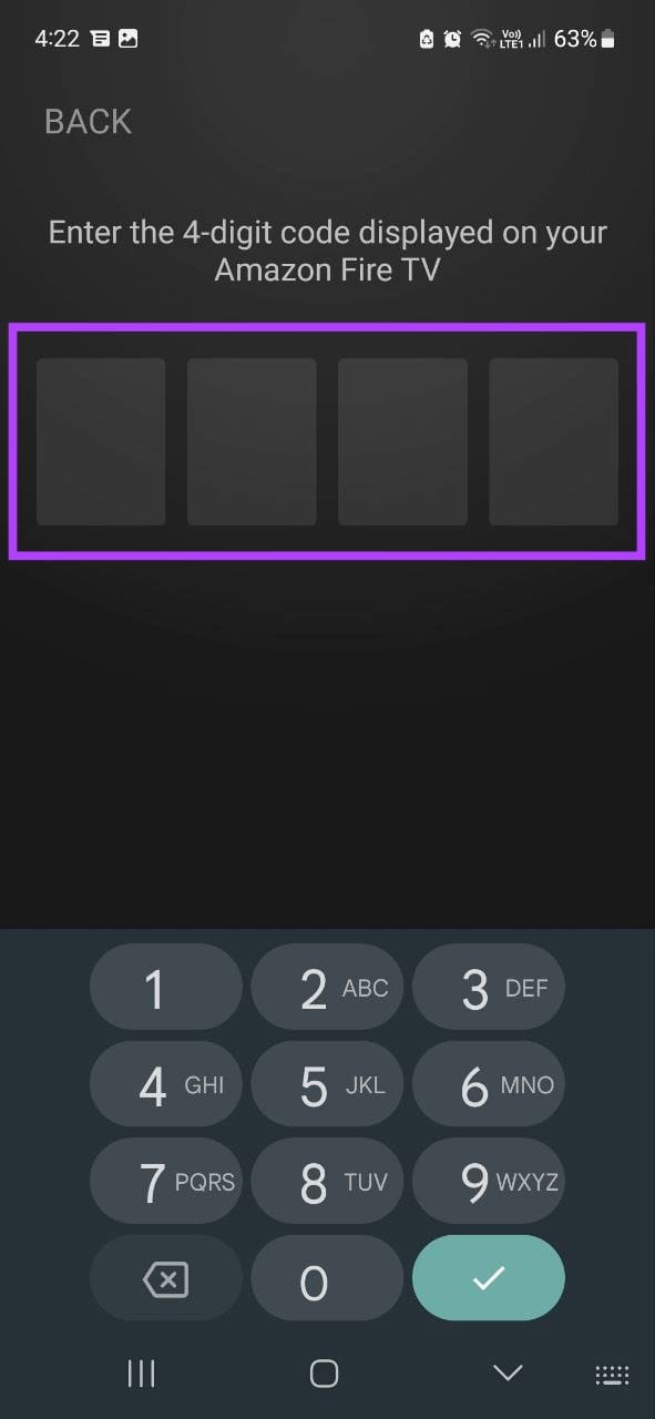 Enter PIN in the Fire TV app