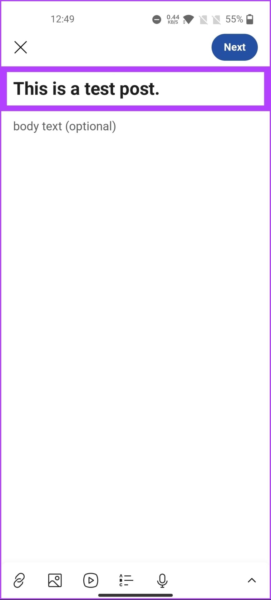 Type the title of your post at the top