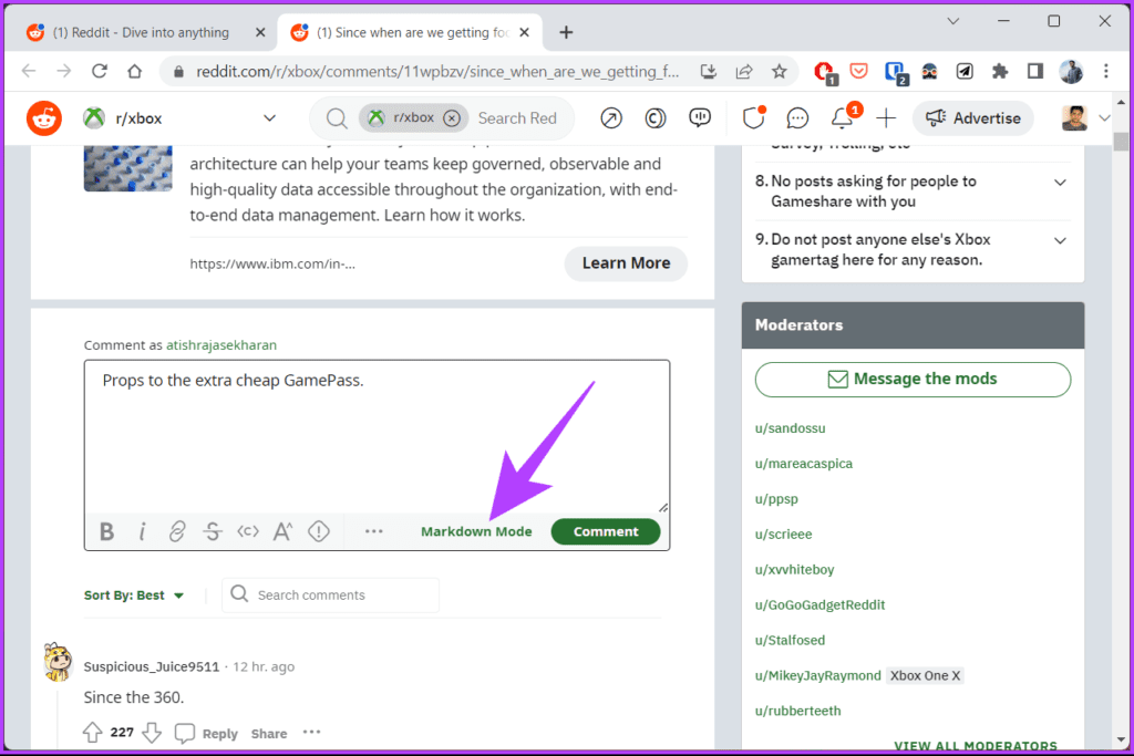 click the Markdown Mode button