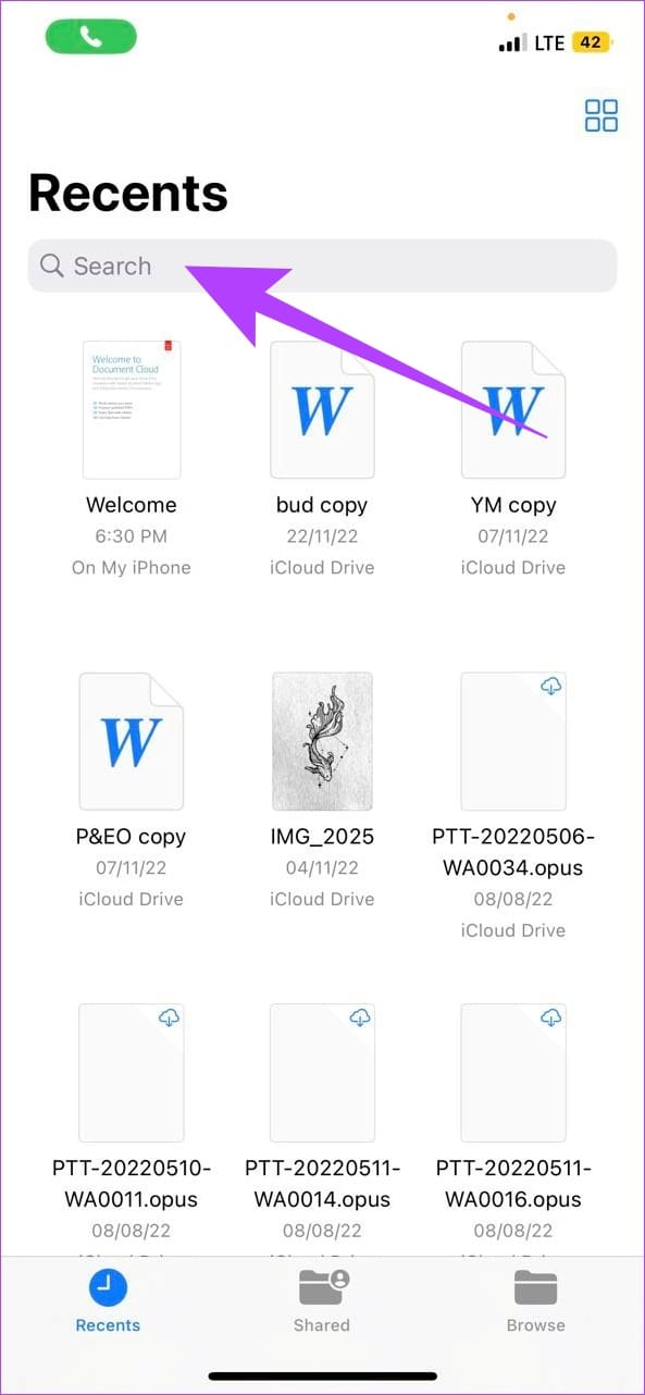 Tap on the search bar