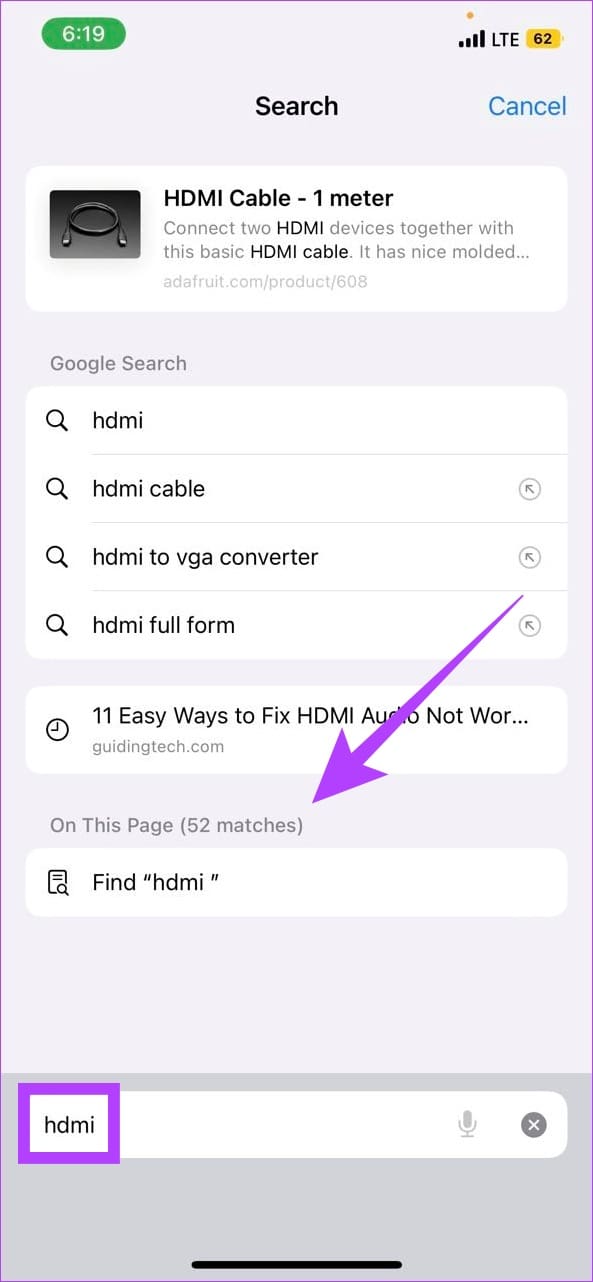 Enter the text and go to search results