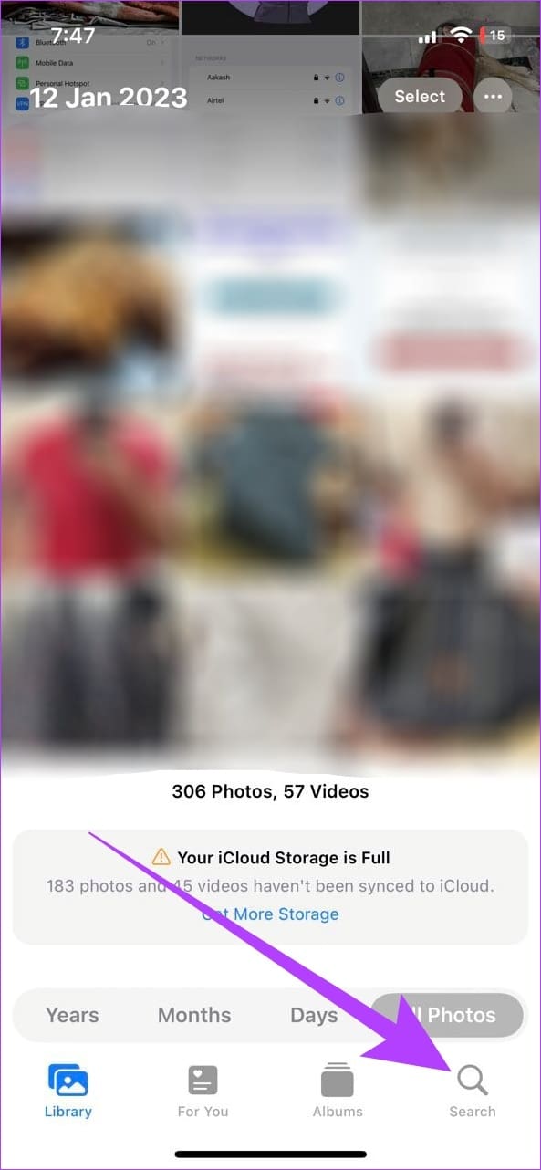 Tap on the magnifying glass icon