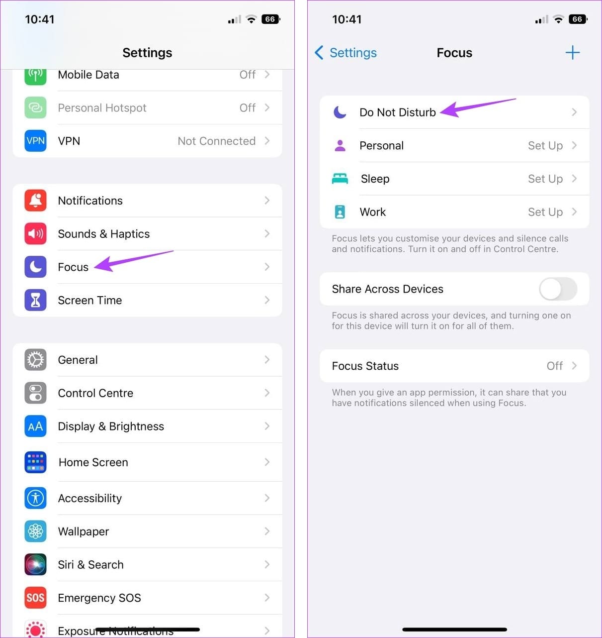 Tap on Focus & tap on Do Not Disturb