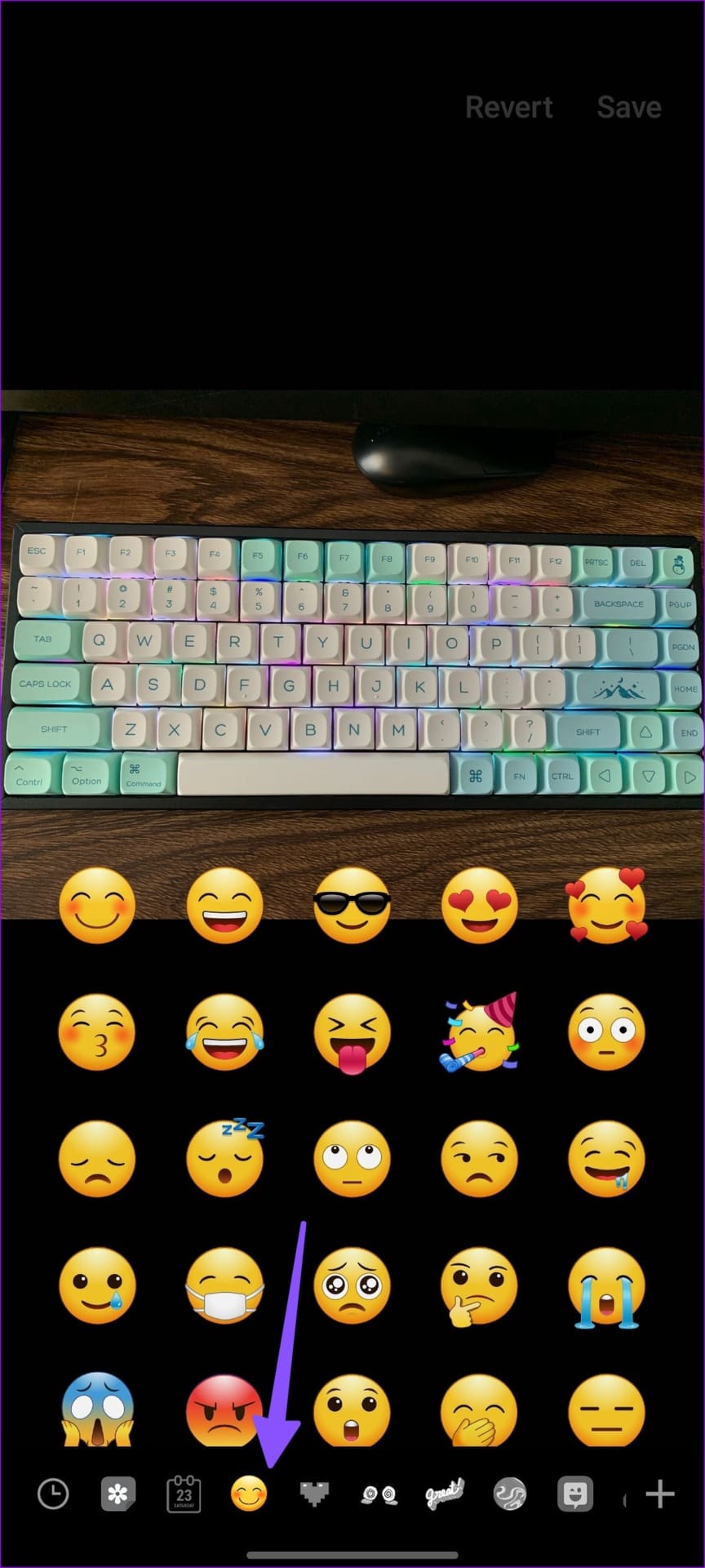 emoji picker menu on Samsung