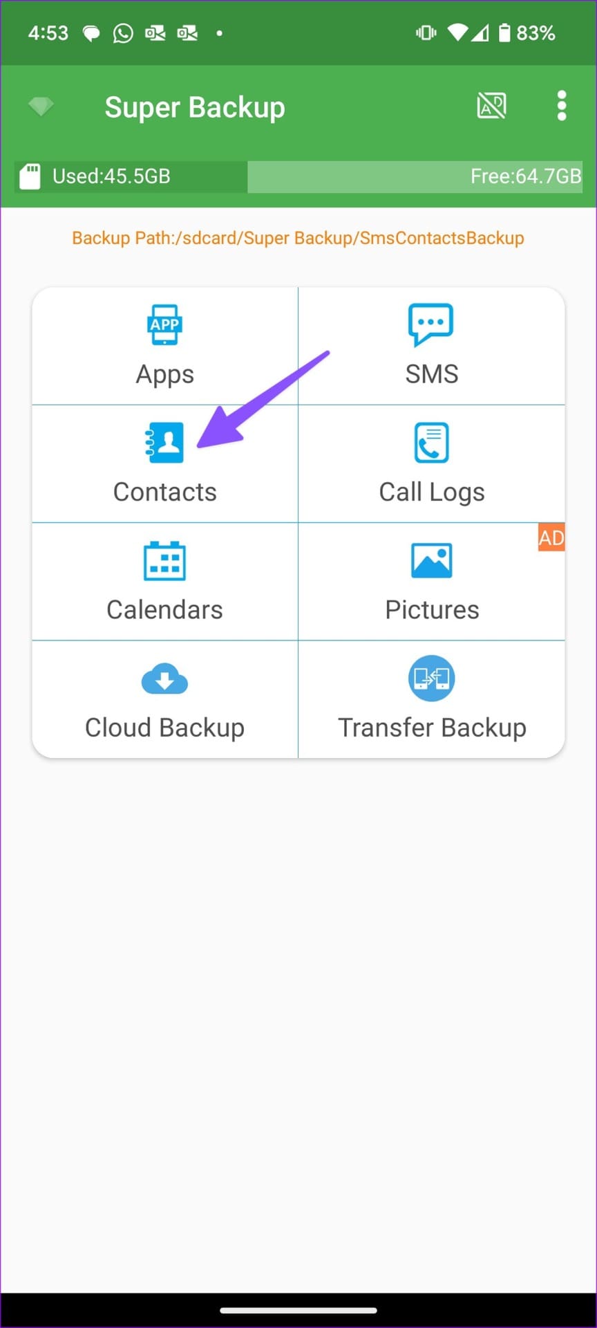 backup all contacts on android