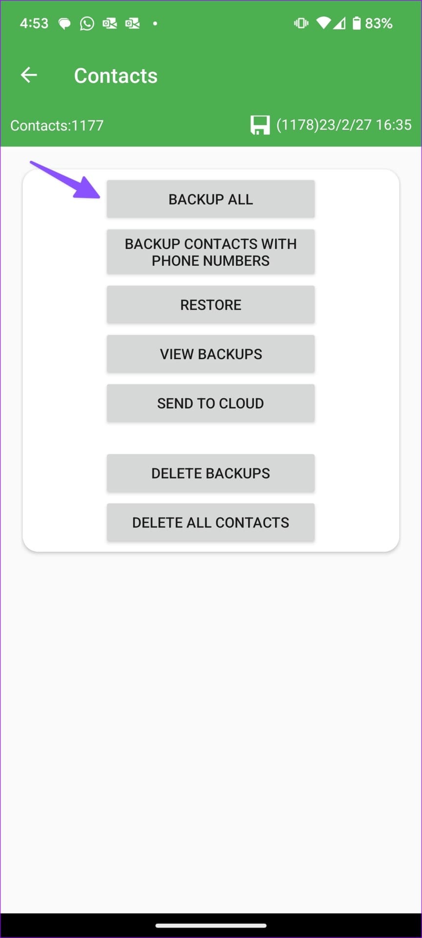 backup all contacts on android