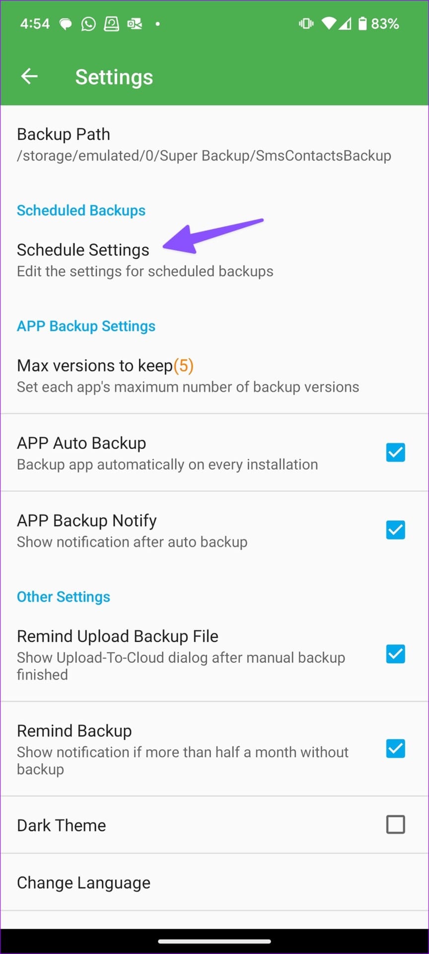 schedule backup
