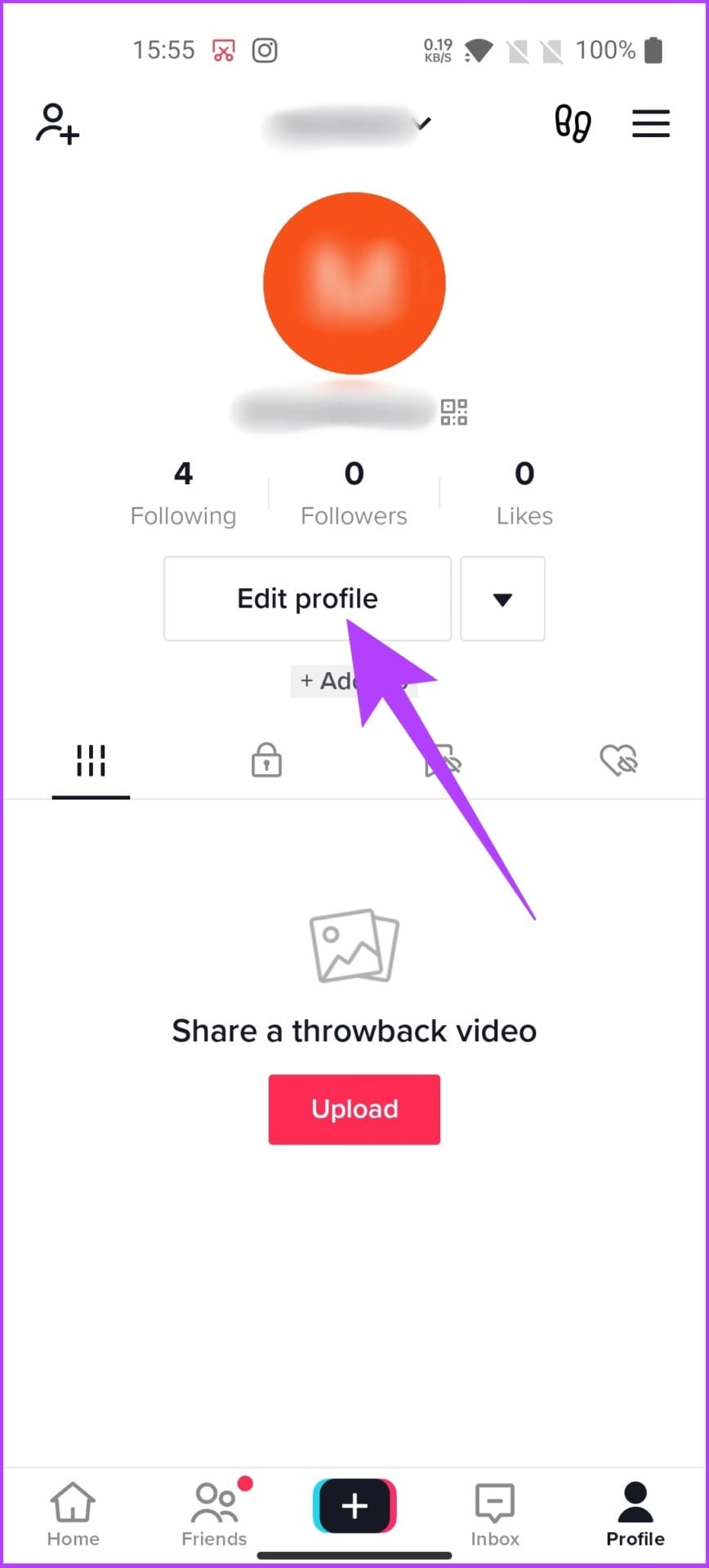 Tap on Edit profile