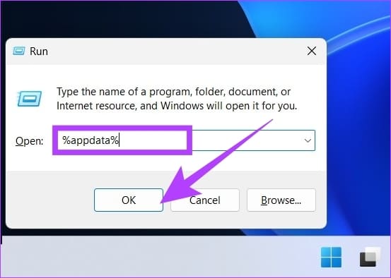 Type the command in the field