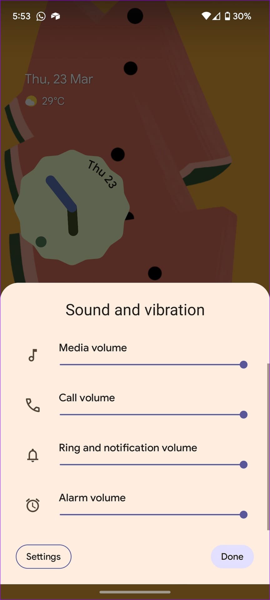 sound settings on Android