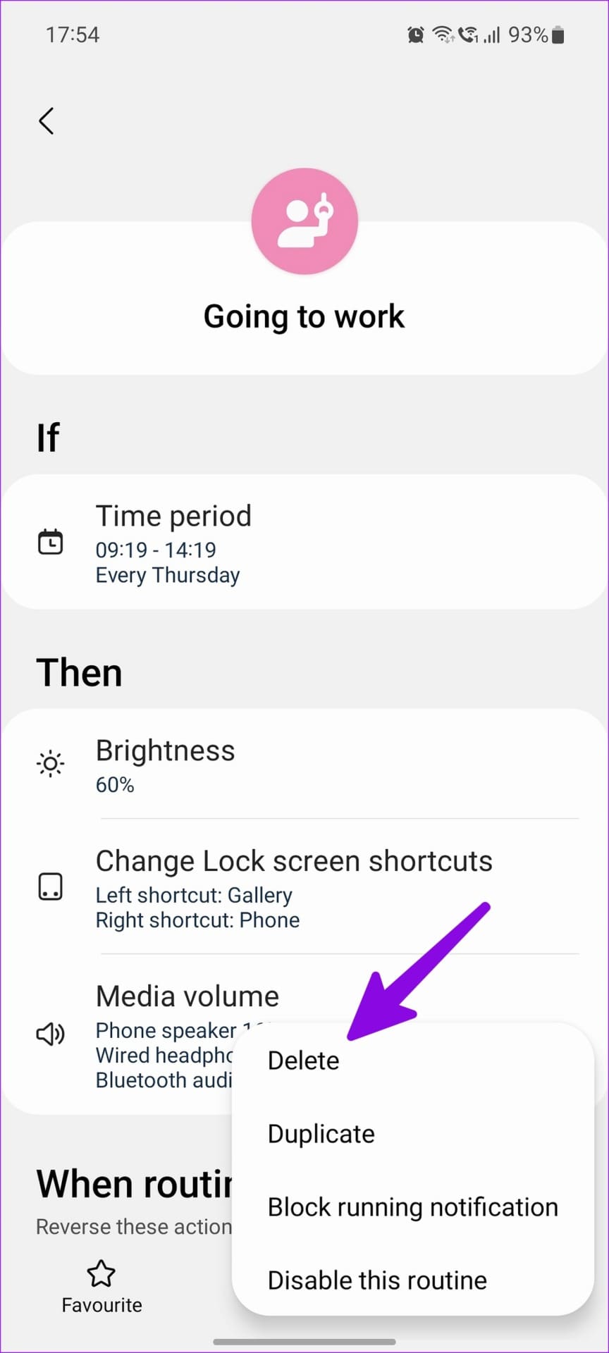 delete routine on Android