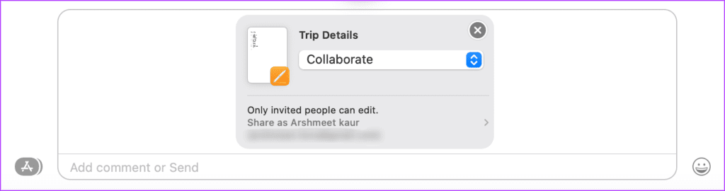 Drag and drop the file to collaborate with Messages