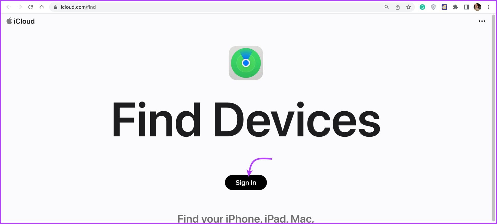 Click Sign In and log in with your Apple ID