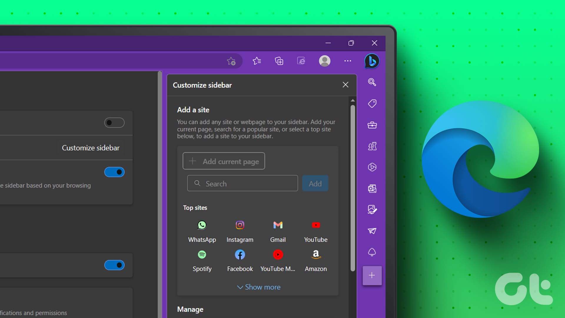 Customize Microsoft Edge Sidebar
