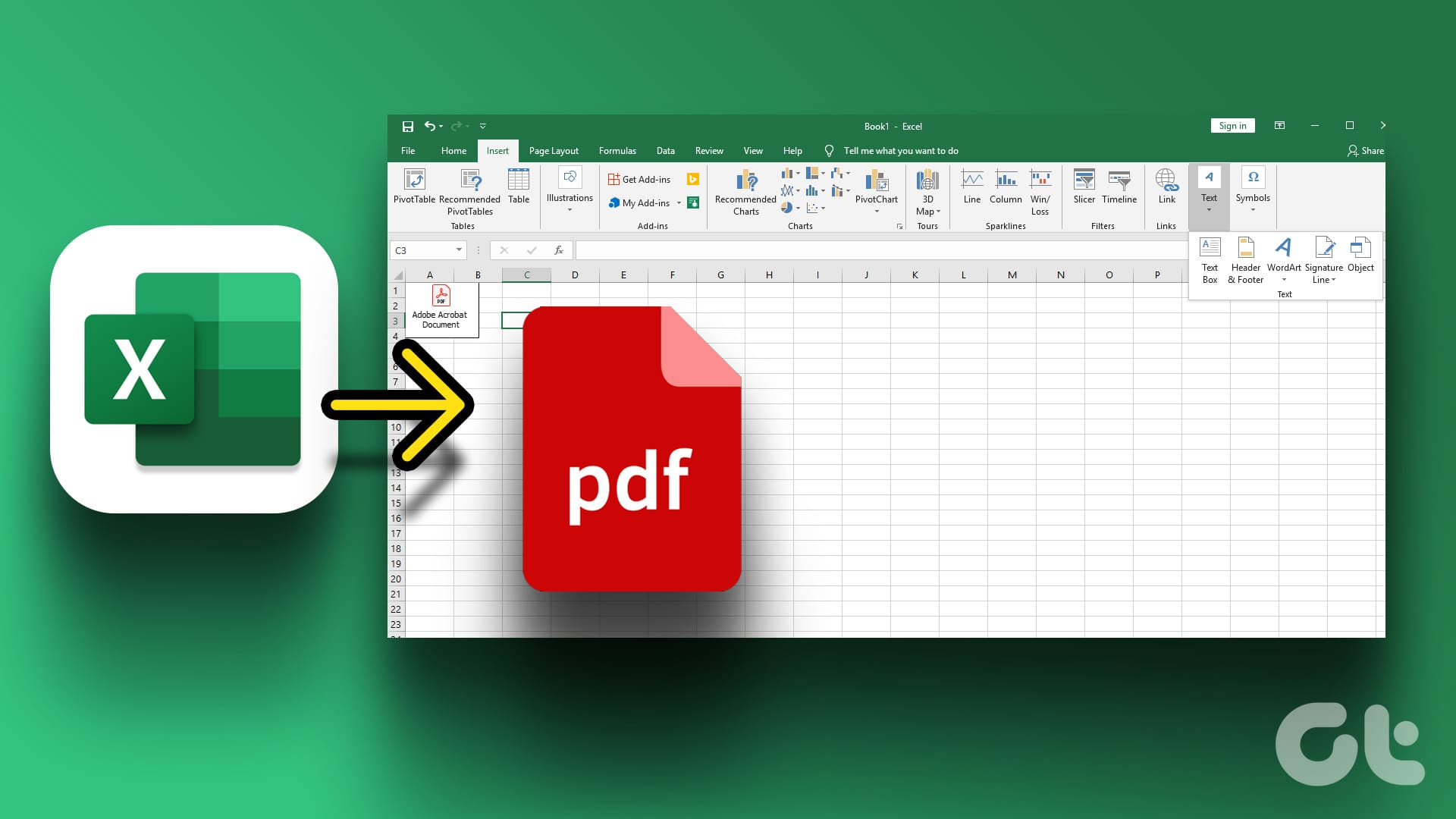 How to Insert a PDF Document in Excel Spreadsheet
