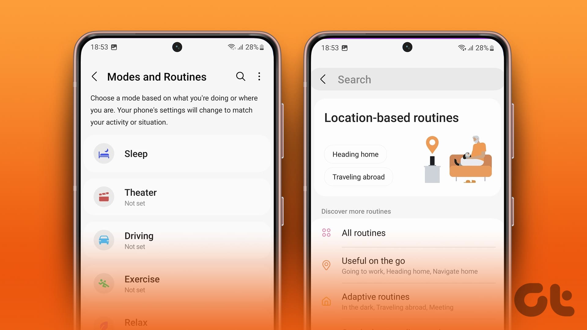 use modes and routines on samsung phone