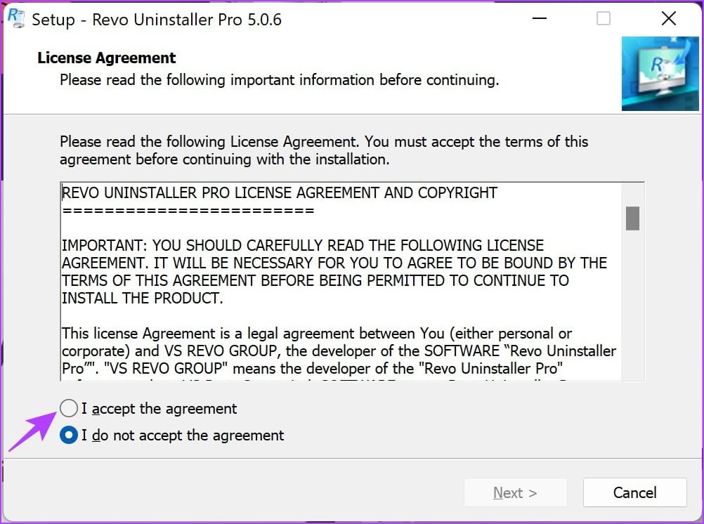 I accept the agreement