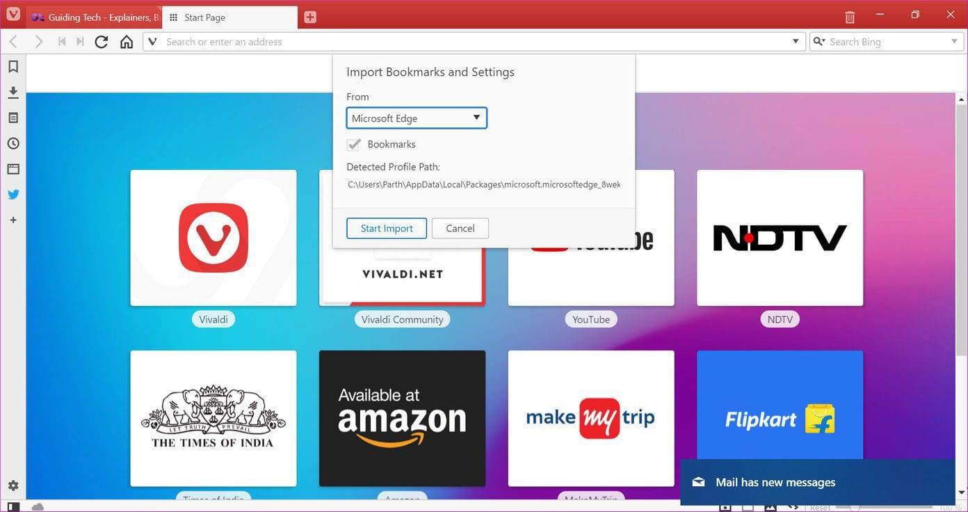 Import Bookmark