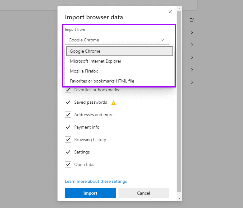 Import Browsing Data Microsoft Edge Chromium 5
