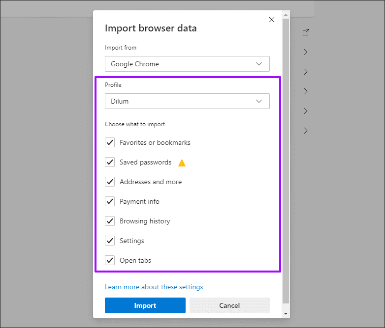 Import Browsing Data Microsoft Edge Chromium 6