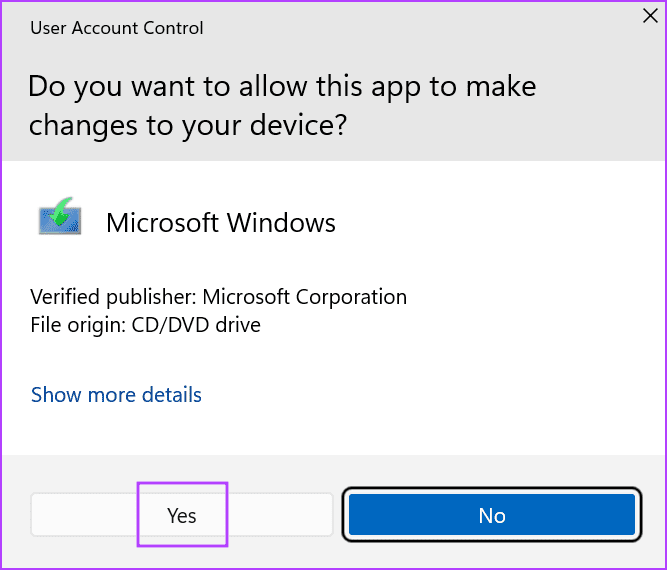 user account control window