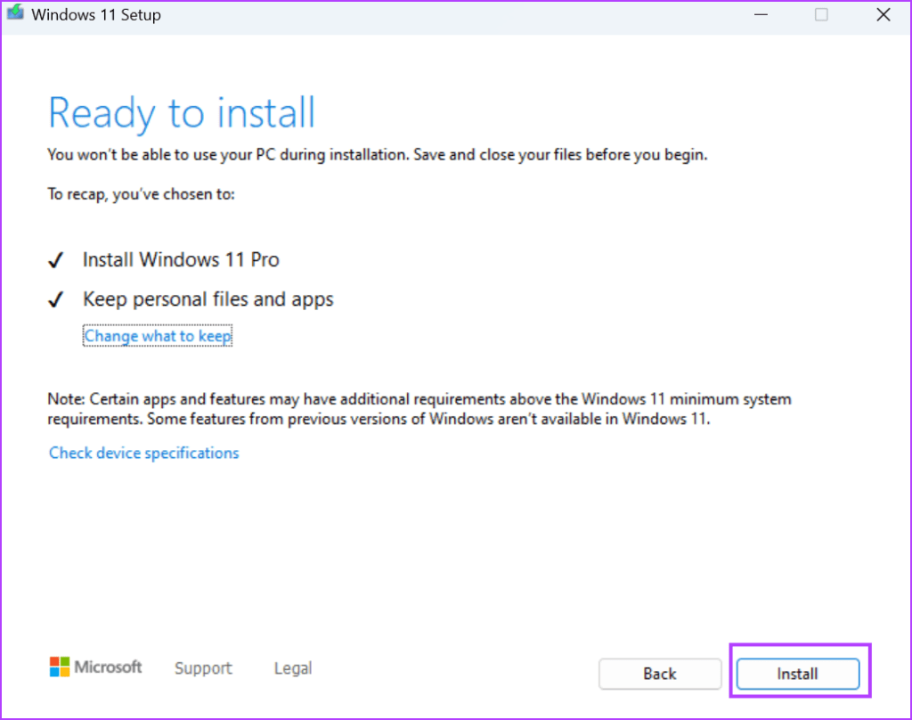 Starting In-Place Upgrade