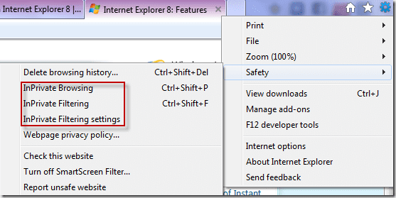 In Private Browsing And Filtering