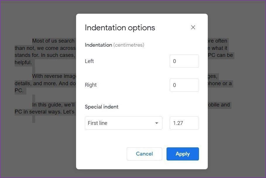 Indentation Options