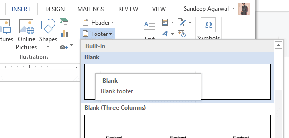 Insert Blank Footer