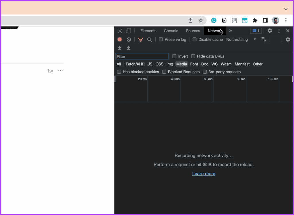 Inspect Element Network Tab in Chrome