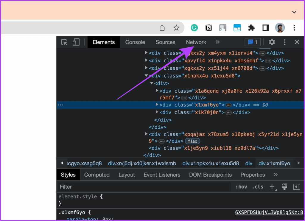 Inspect Element Panel in Chrome