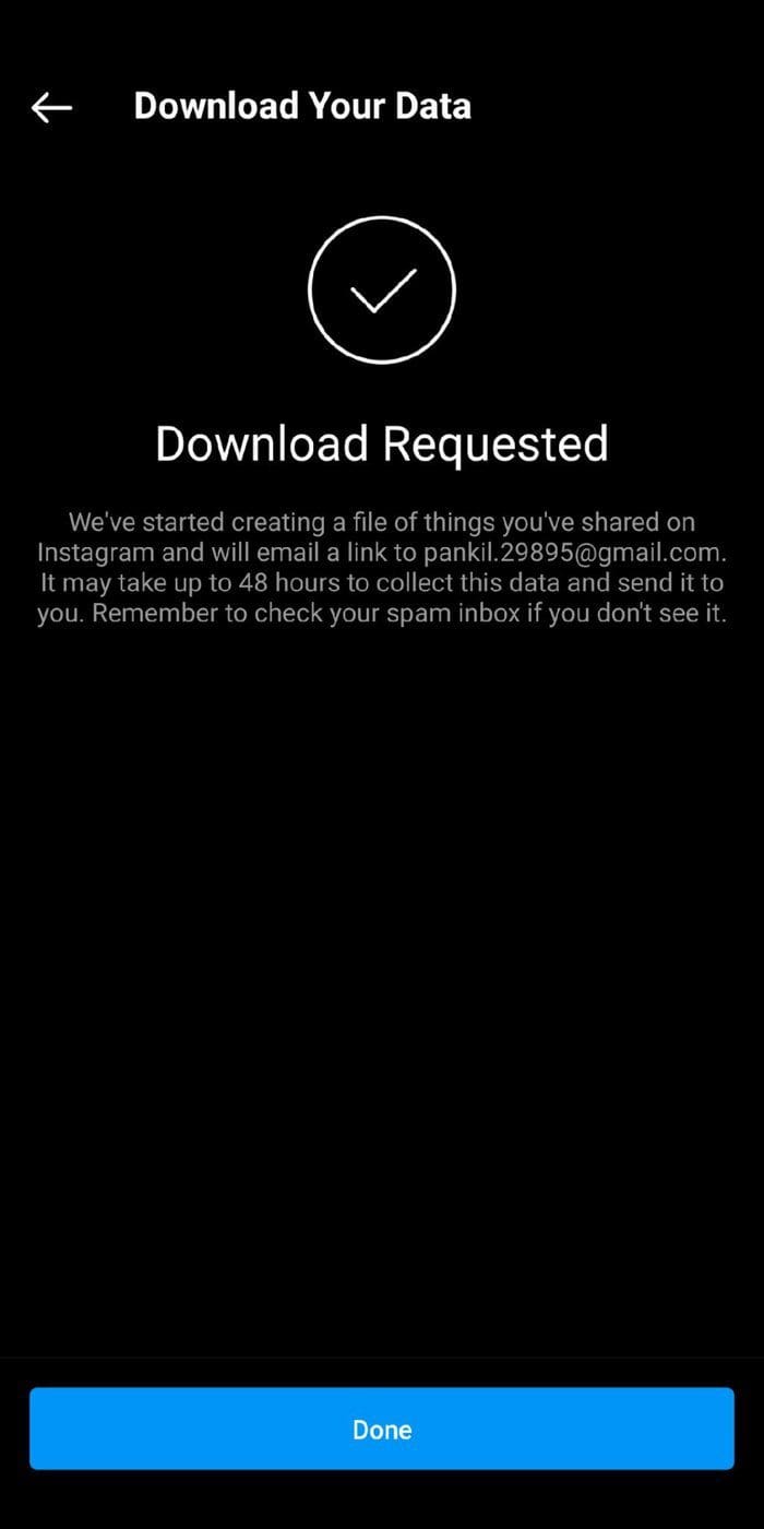 Instagram Data Download Request