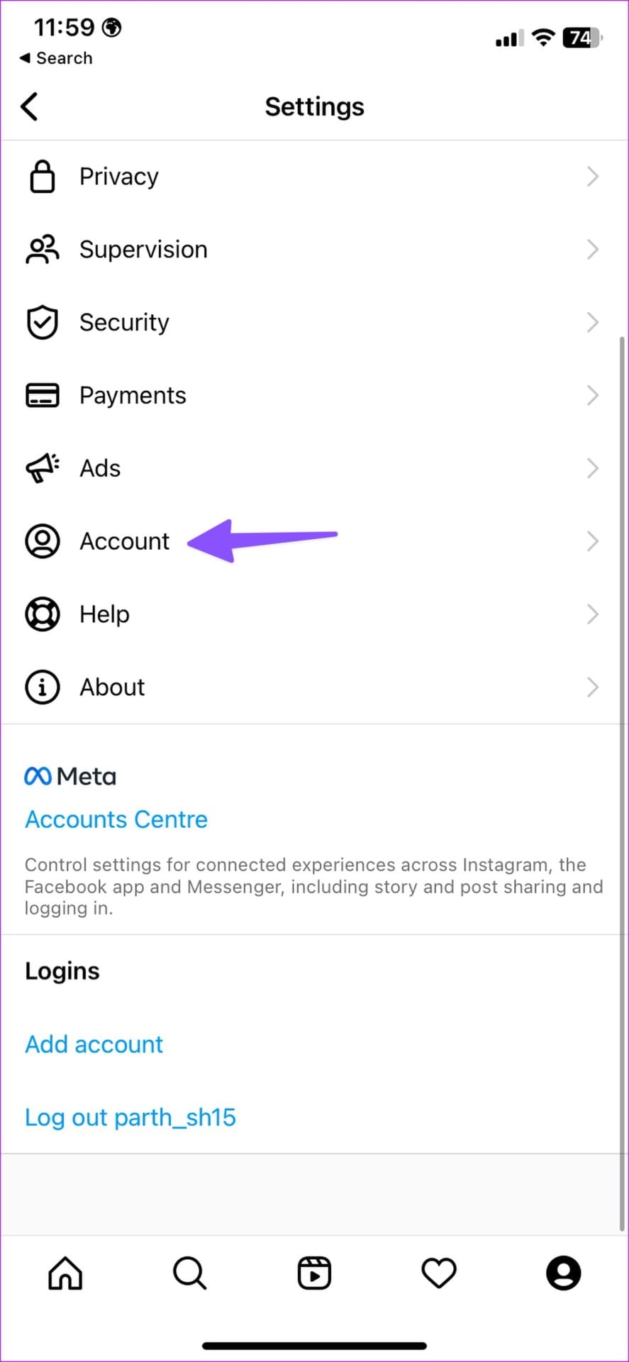 Open account on Instagram