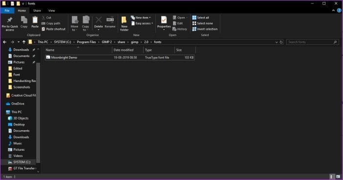 Install Fonts Gimp 11