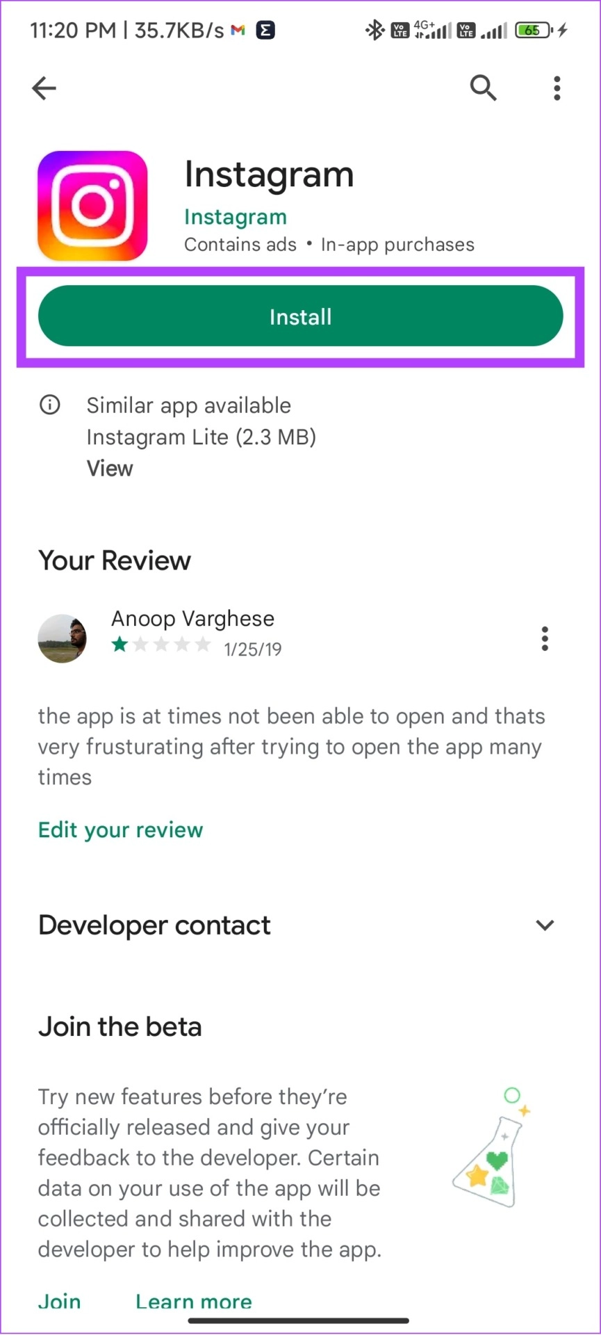 Install Instagram on Android