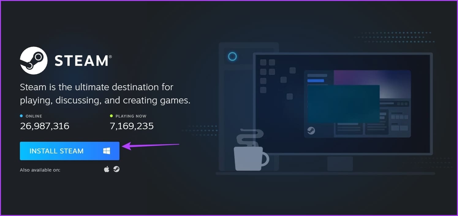 Install Steam Button on homepage
