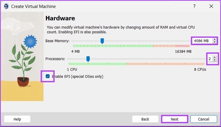 Create Virtual Machine window