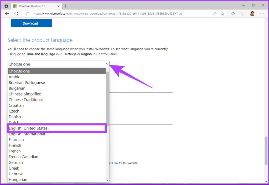 select the language