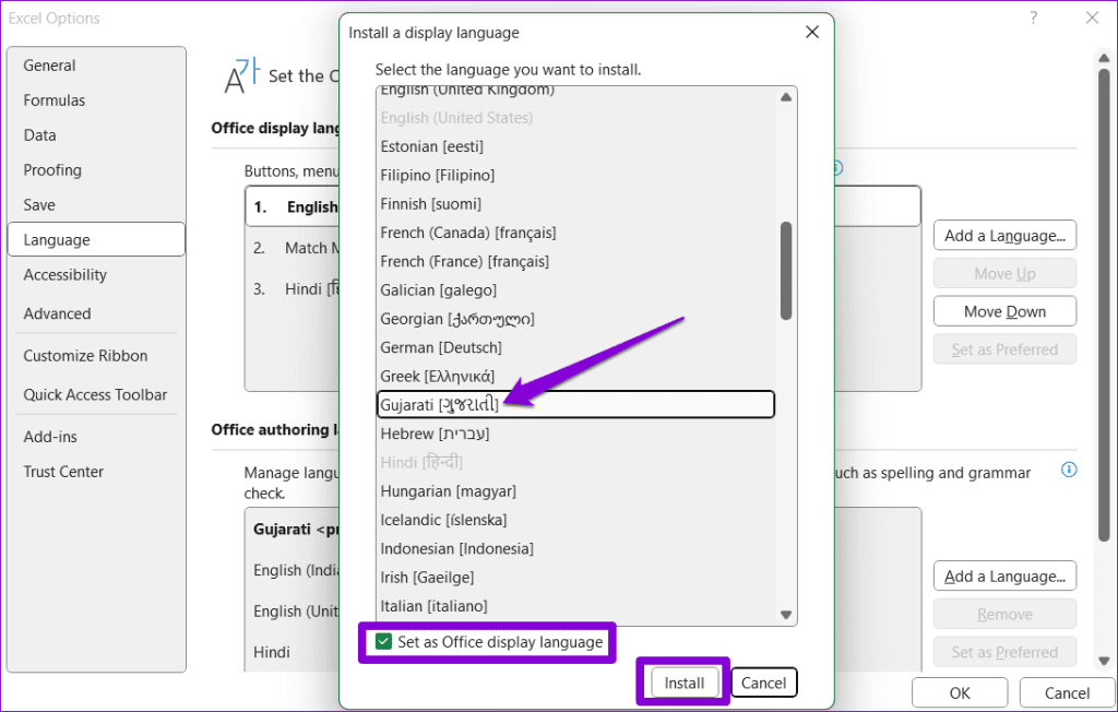 Install a Language in Excel