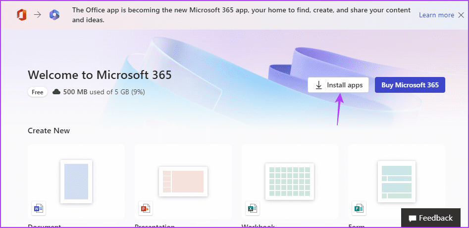 Install apps option in MS Office