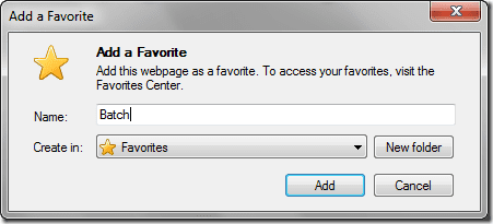 Internet Explorer Batch Fav